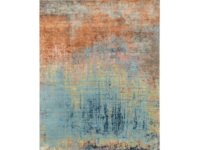 ESK-9014 Sea Mist Green/Red Orange - Rectangular handmade wool rug _ Jaipur Rugs